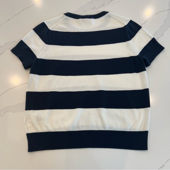 Brooks Brothers Red Fleece Cotton Navy and White Striped Sweater Tee, M - Picture 4 of 9
